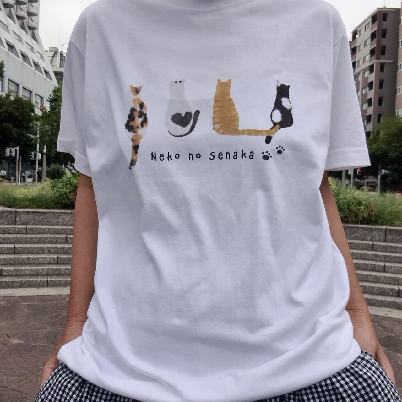猫の背中☆Tシャツ（4匹Ver.）うちの猫さんと同じ柄を選んで！｜昔