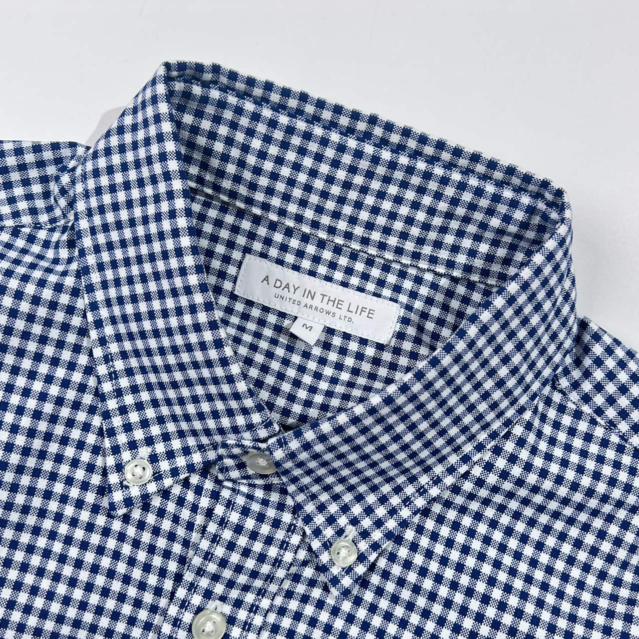A DAY IN THE LIFE UNITED ARROWS ユナイテッドアローズ ギンガムチェック柄 BD ボタンダウン 長袖シャツ M/ネイビー系 メンズ