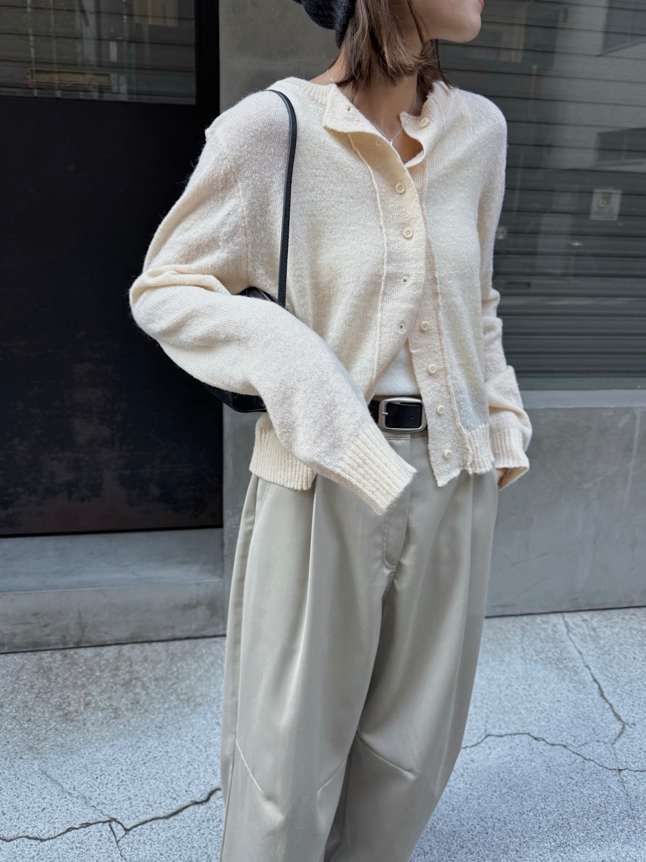 lettering mohair knit cardigan