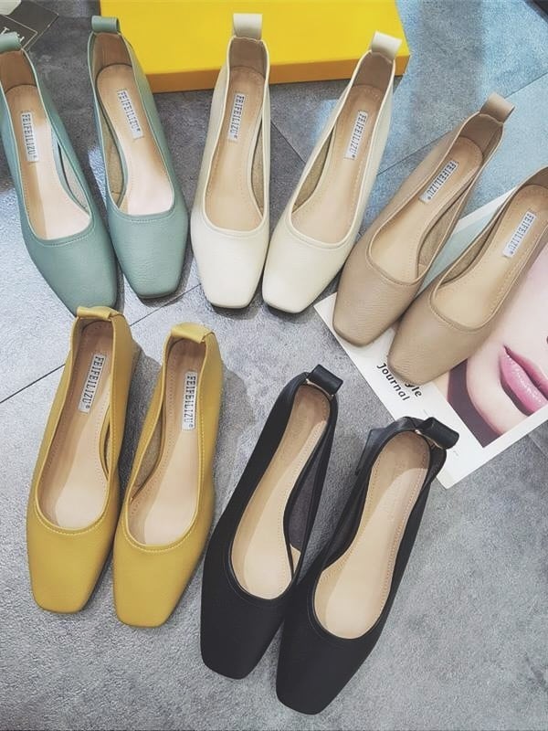 スクエアトゥチャンキーヒールパンプス オフィスカジュアル 人気 くすみカラー きれいめ 大きいサイズ 韓国 CH3913