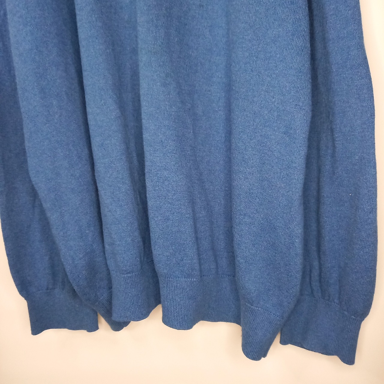 エルエルビーン　Vネック　ハイゲージ　ニット　セーター　無地　カシミア　薄手　青