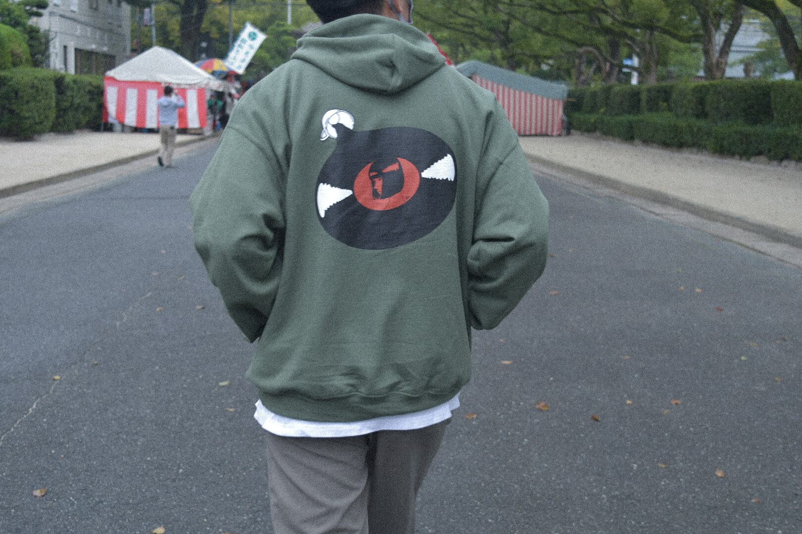 LOOP record girl hoodie ベージュ/ミリタリー