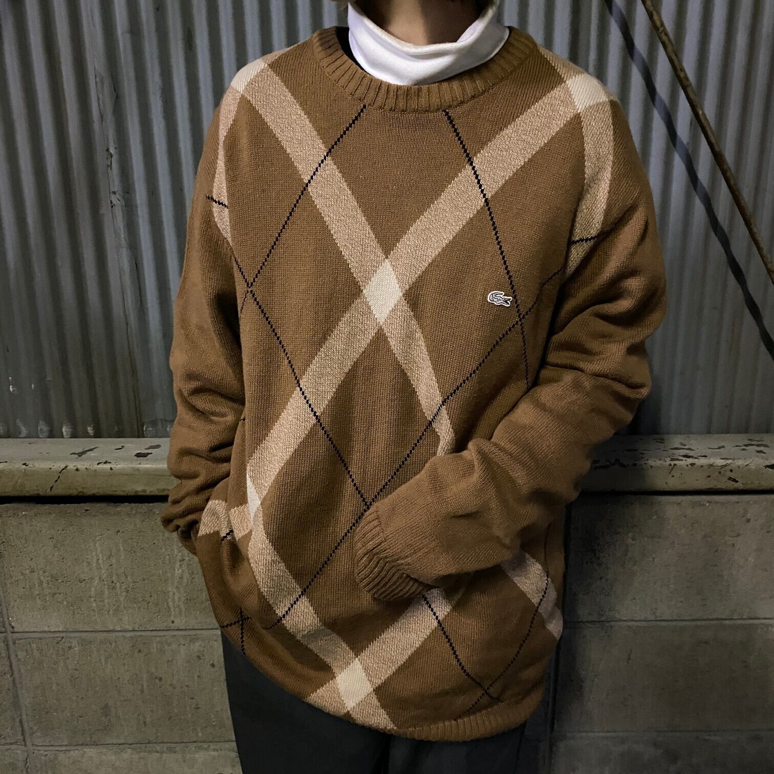 新品 Lacoste ラコステ カーディガン ウールニット 5 茶色 セーター 新品 Lacoste ラコステ カーディガン ウールニット 5 茶色 セーター メンズ