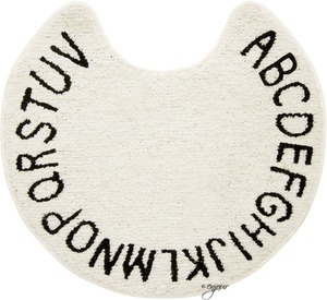 エンヴェールヘルック(R) トイレマット 55×60cm 一般サイズ ファブリック アルファベット ホワイト 塩系インテリア Saltoru? モノトーン 洗濯OK 滑り止め加工