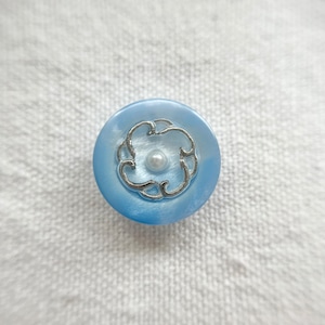 1粒パール×シルバーフラワー(パステルブルー)18㎜