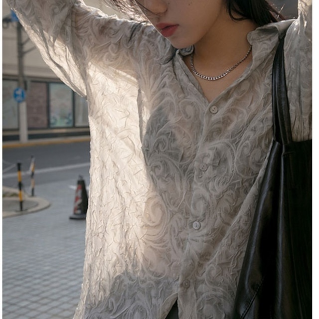 Mesh emboss shirt＊S-765