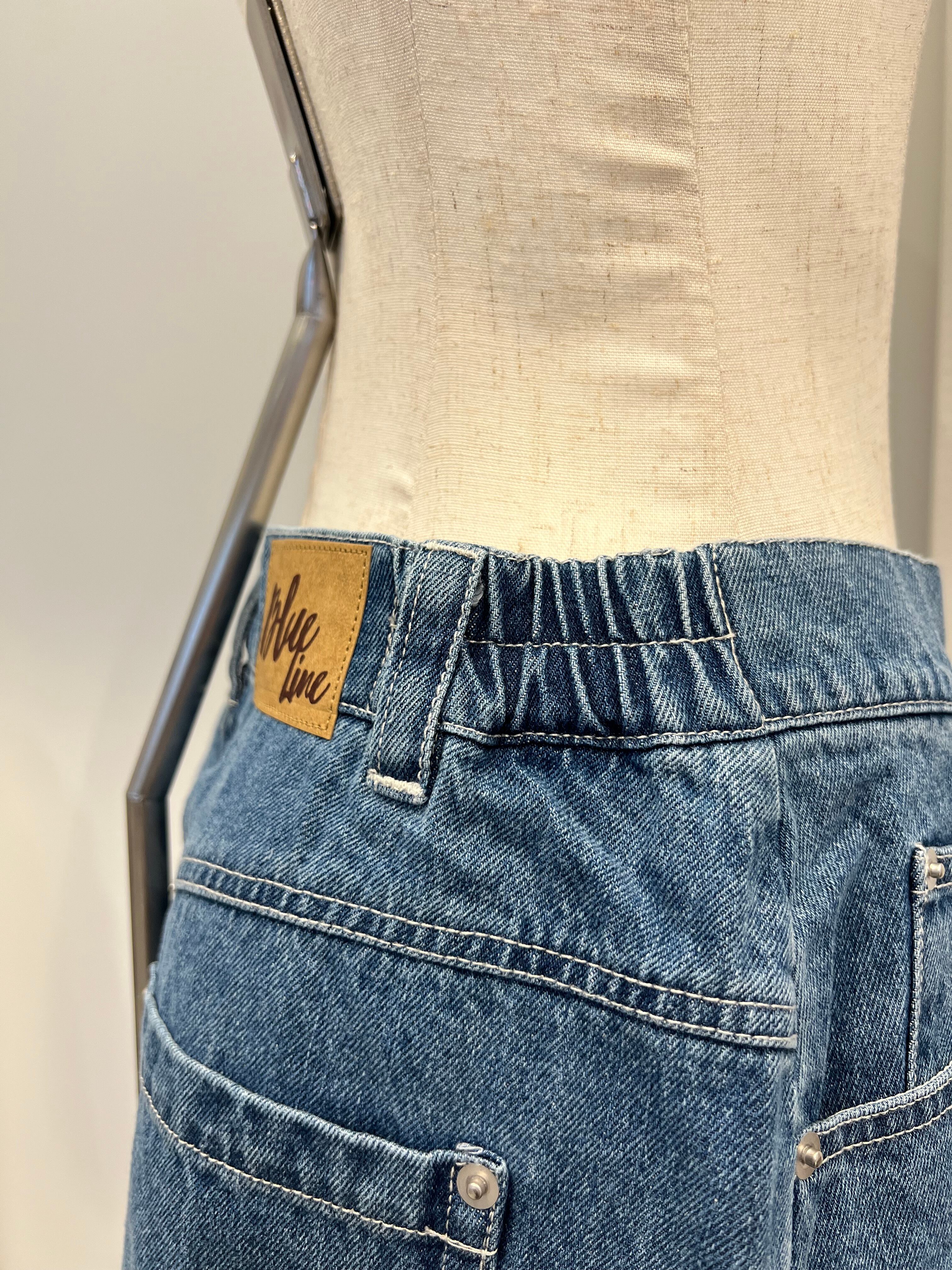 【SELECT】リメイク風断ち切りロングデニムスカート 33-0096