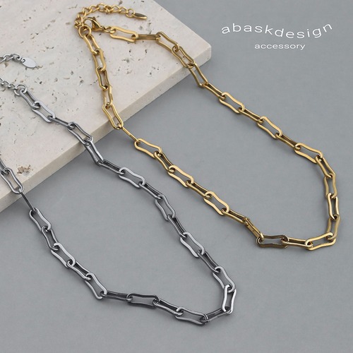 【ネコポス便】ネックレス ペーパーチェーン ステンレス レディース K18 18金 18K 金アレ対応 ウェーブ チェーンのみ チェーンネックレス 2584