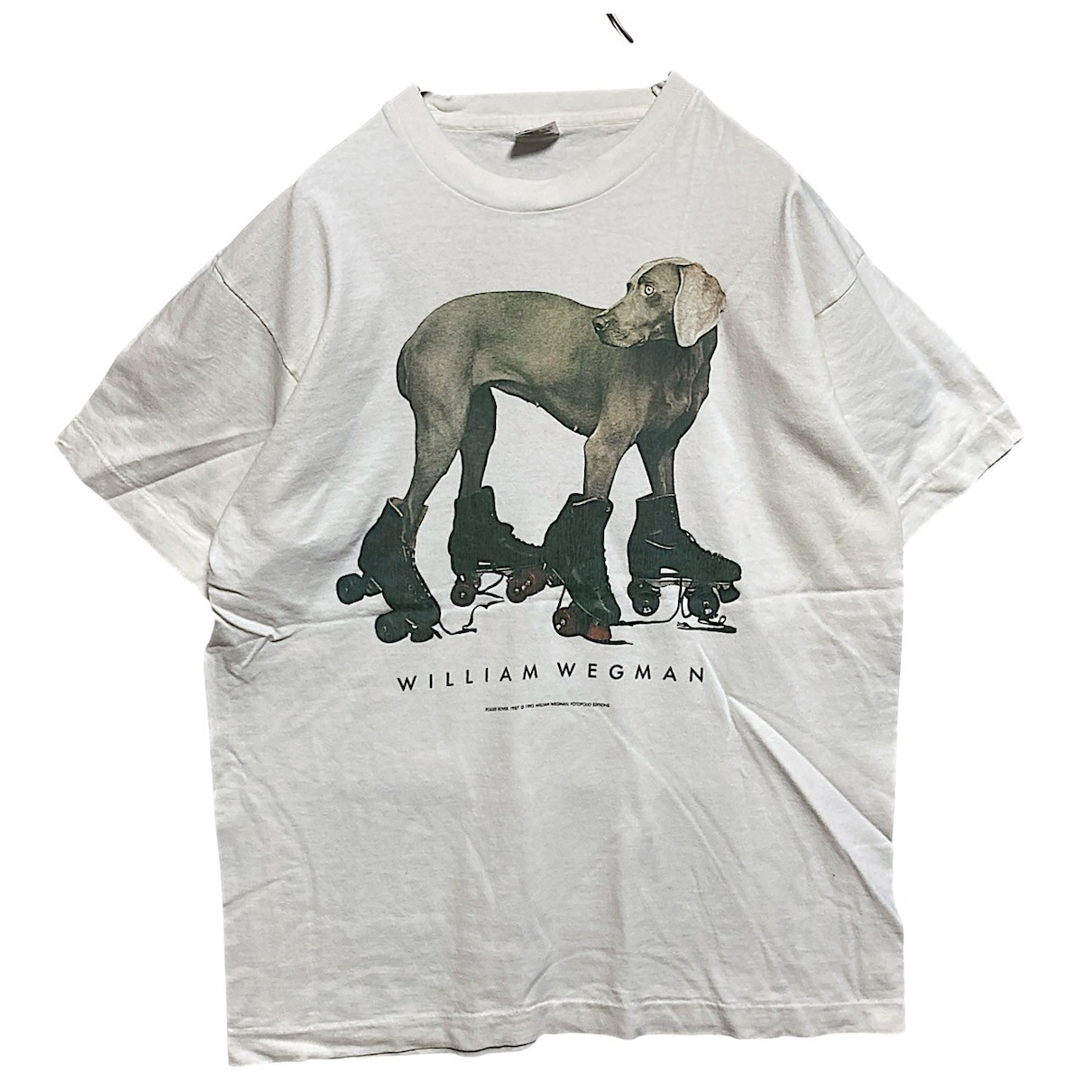 アート Tシャツ ビンテージ 古着 90s USA製 白 ウィリアムウェグマン 