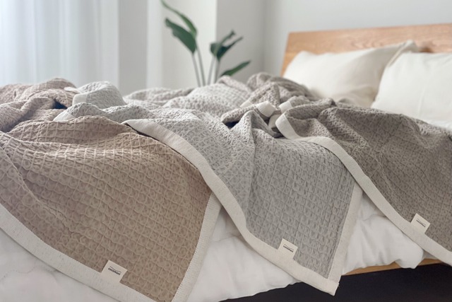 sarari fuwari ワッフル織 コットンケット【シングル】