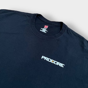 【HANES】企業系 建築系 ソフトウェア PROCORE ワンポイントロゴ Tシャツ バックプリント X-LARGE ビッグサイズ 黒 半袖 us古着