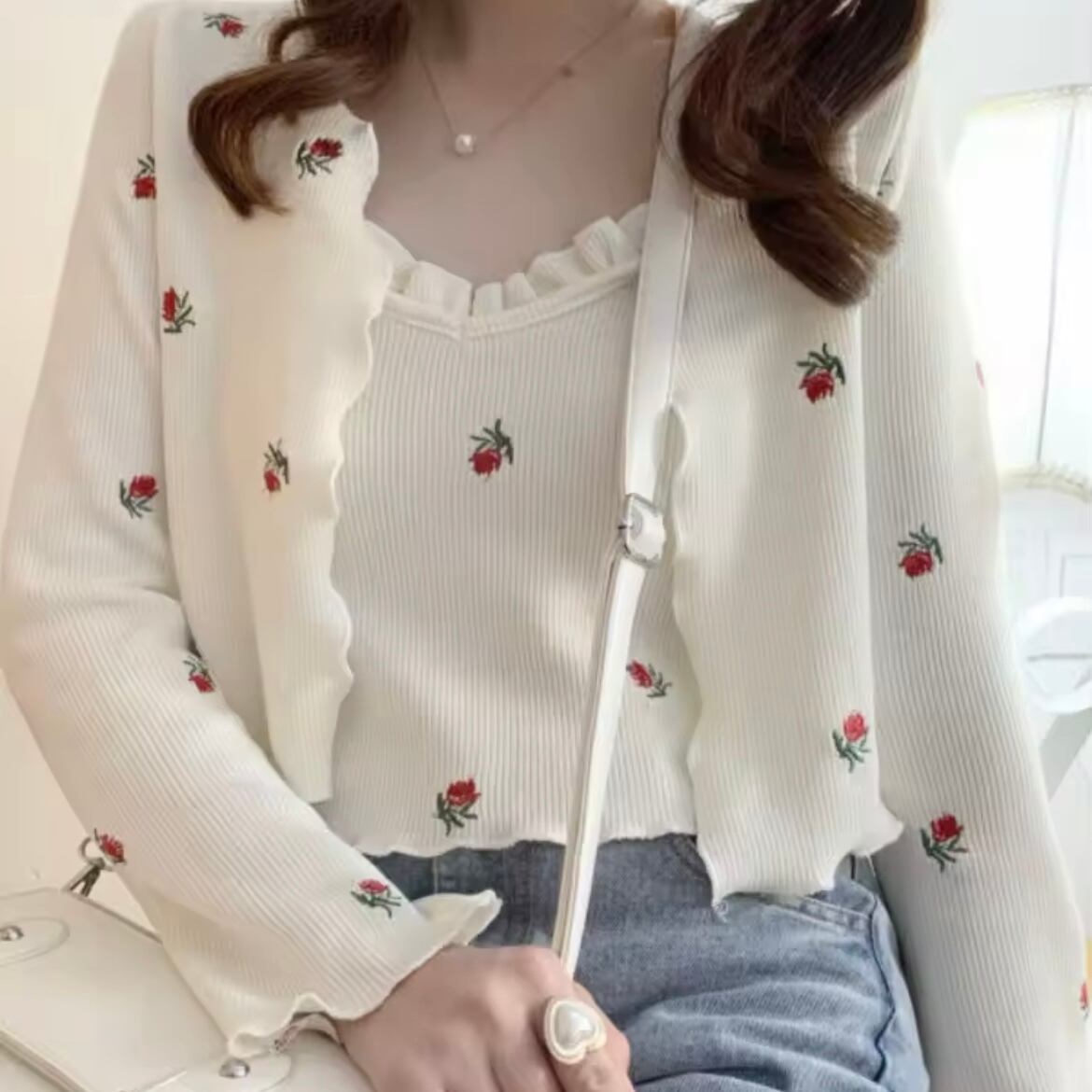 フラワーキャミソール&カーディガン