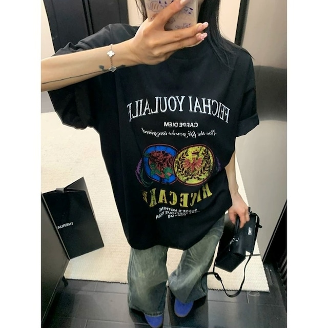 クラシックコインモチーフグラフィックTシャツ 2col R02443