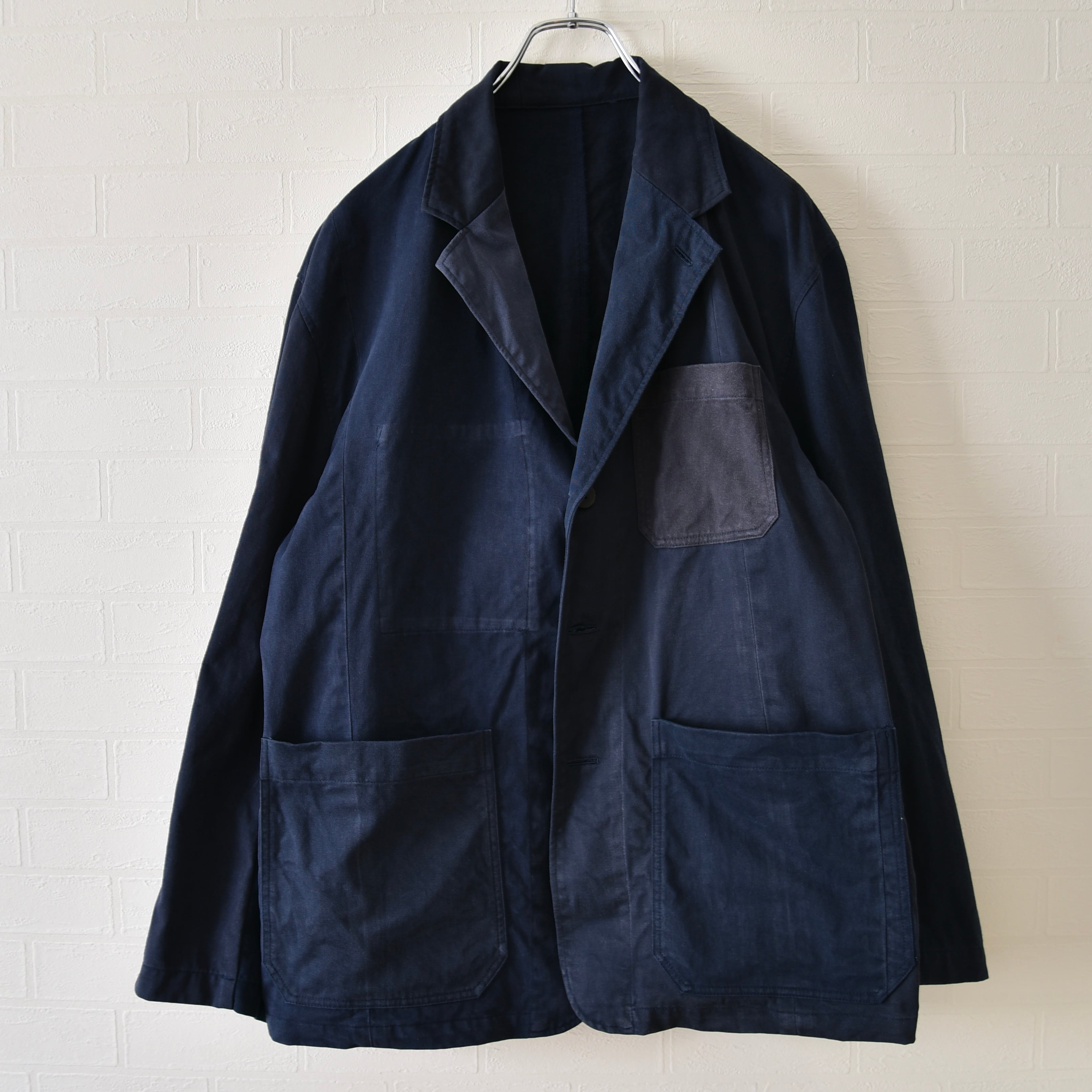 90s Vintage Euro French Work White Herringbone Jacket / ユーロ