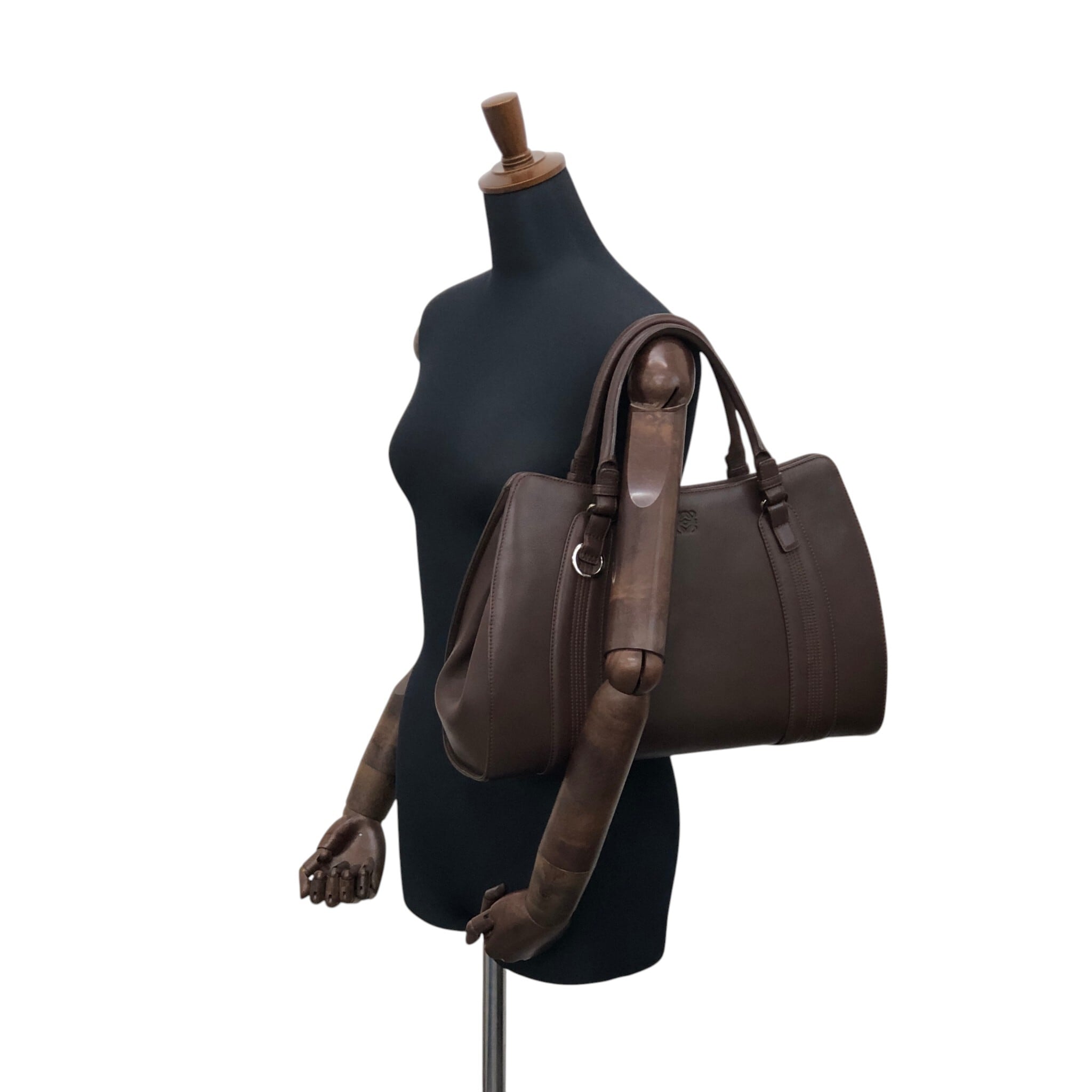 LOEWE ロエベ ハンドバッグ ブラウン アナグラム レザー トートバッグ