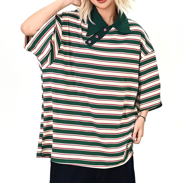 マルチボーダーレトロポロトップス 1col   R01688