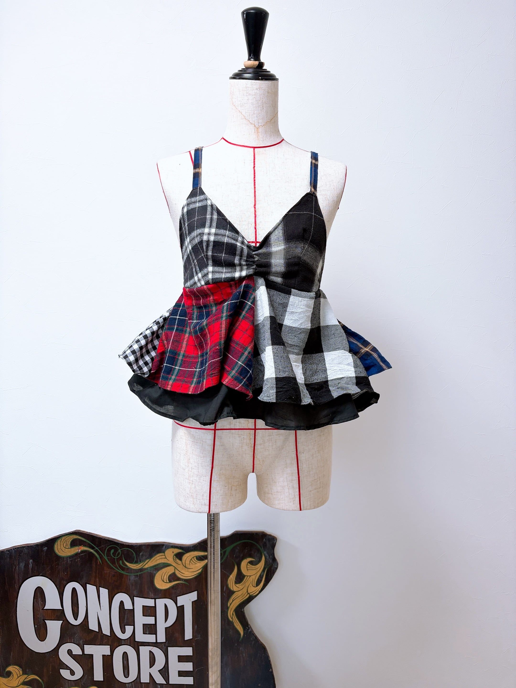 Flannel check bustier