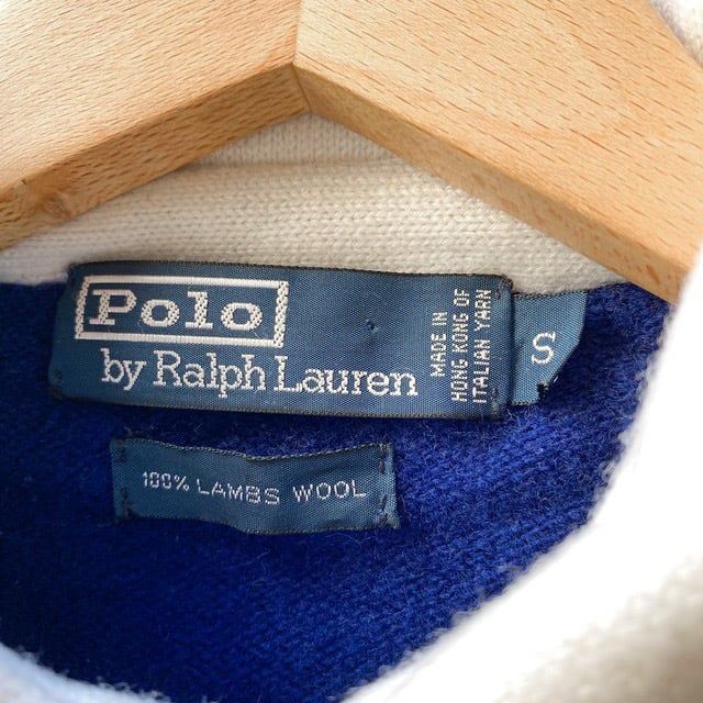 90's Polo Ralph Lauren Wool Knit Rugger Shirt S / ポロ・ラルフローレン ニット セーター ポロシャツ  ラガーシャツ 長袖 古着 ヴィンテージ