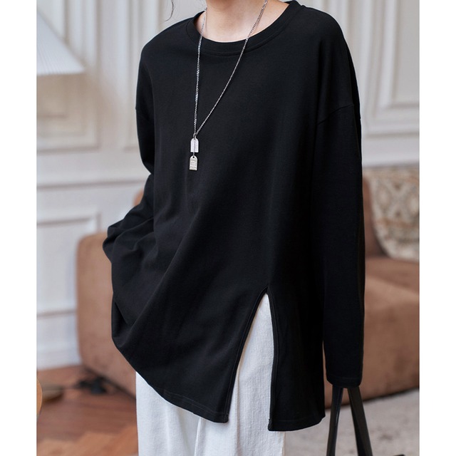 スリットデザインロングカットソー K0428