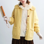 【2color】三つ編みポケットと異色ボタンの詩コート 《P0292》