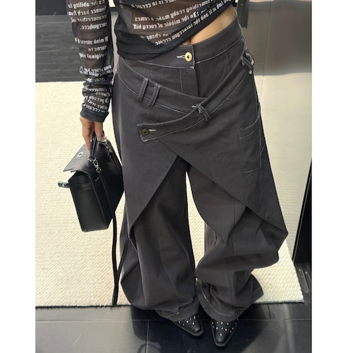 wrap-design gray pants　ラップデザイングレーパンツ　J1811