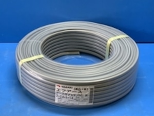 未使用 ヤザキ エフアース VVF ケーブル 【2 x 2.0 +1 x 1.6 mm】 (PbF) 灰 (黒白+緑) 100m ③