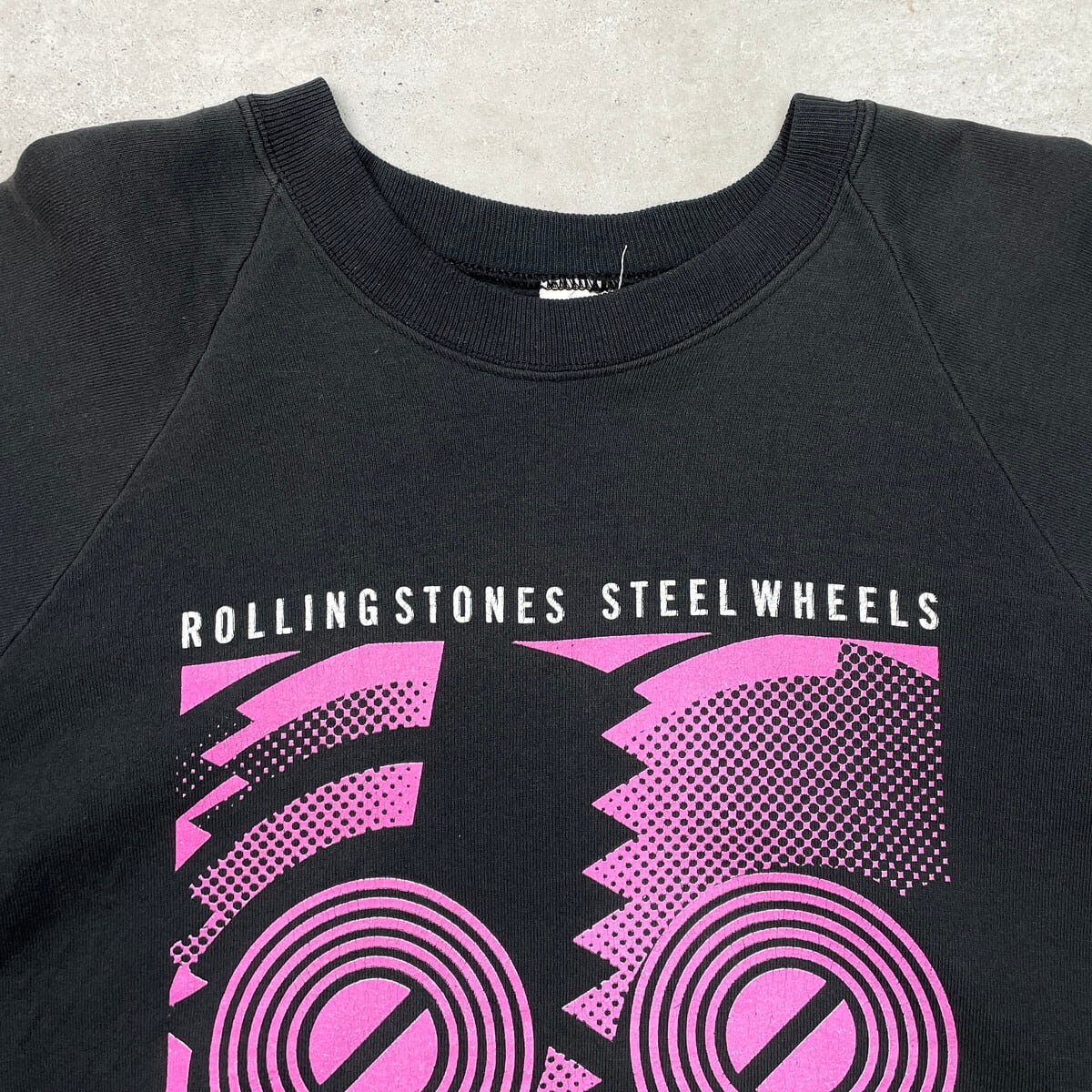 80'S ROLLING STONES \"STEEL WHEELS\" バンドT黒 80年代 80s ザローリングストーンズ バンT ミュージック 音楽