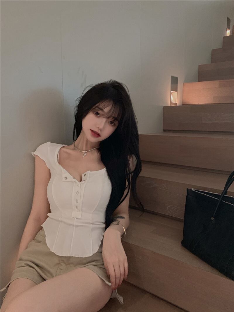 Tシャツ シャツ サマーショートホワイトトップス 夏物 ヨーロピアン ブラックストロベリース25816670050