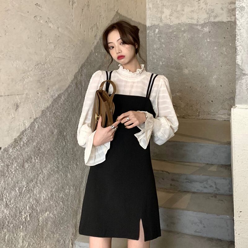 ブラックドレス スカート スプリングスタイル薄手 春物 スーパーモール38651517272