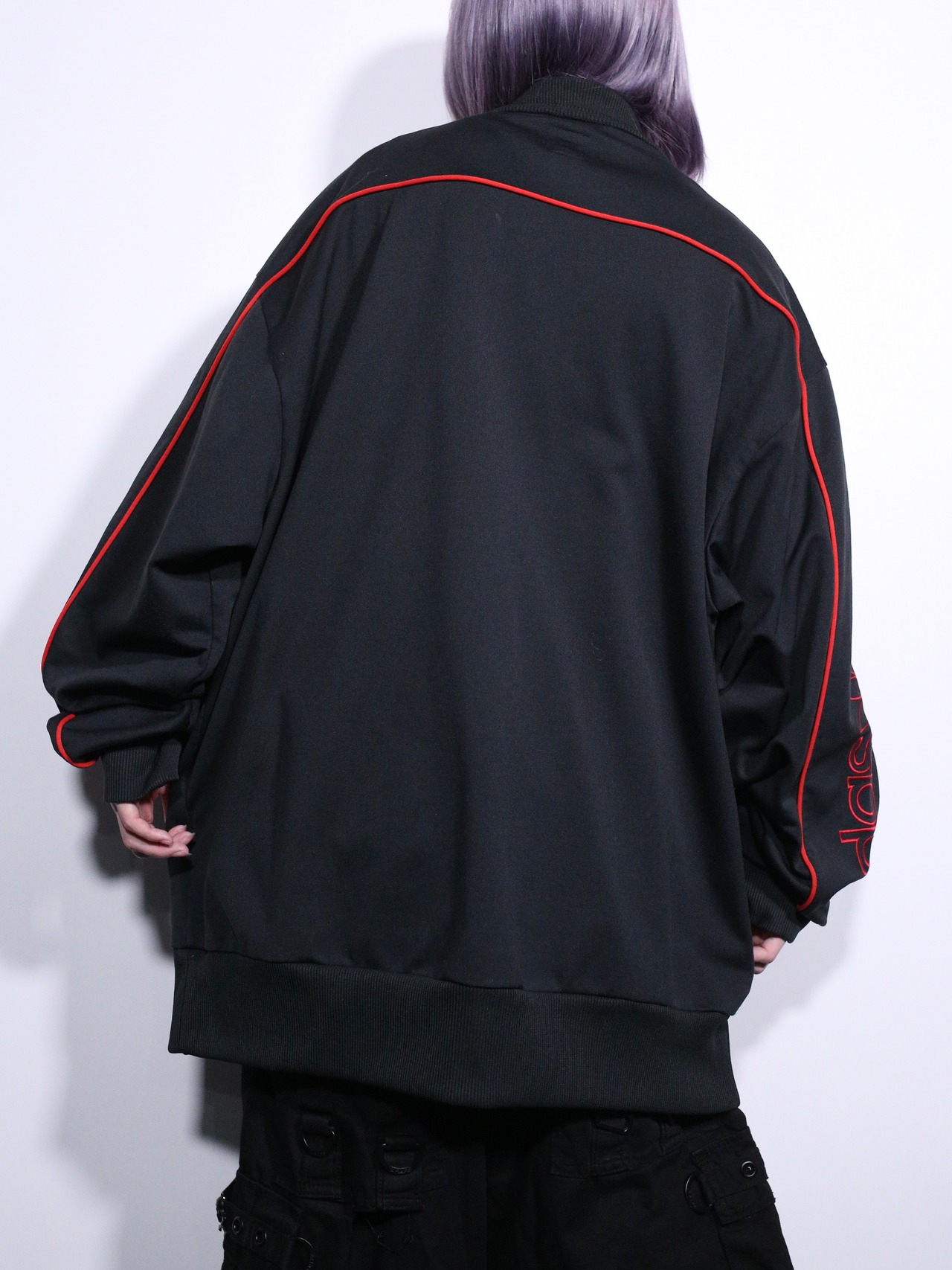 ”adidas” red piping and sleeve 刺繍 logo design track jacket - 7