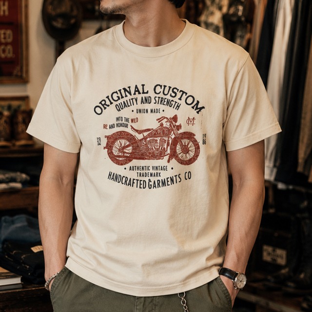 Vintage-style motorcycle graphic T-shirt 00582