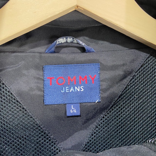 『送料無料』90s Tommy jeans ダブルジップナイロンジャケット　黒　L