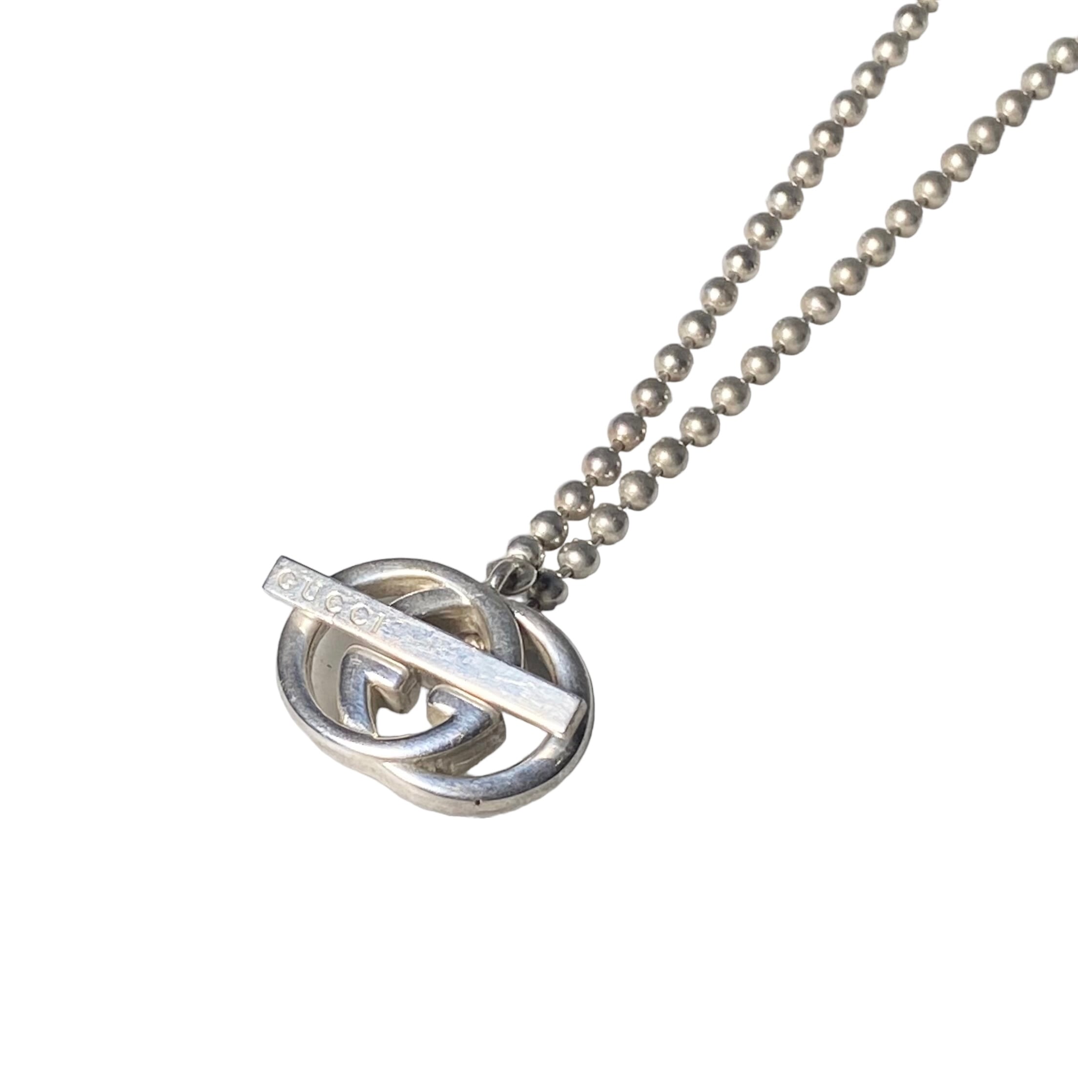GUCCI silver ball chain toggle necklace “interlocking G” | NOIR ONLINE