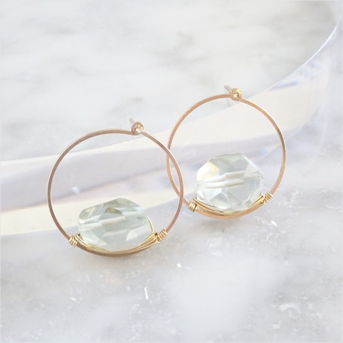 14kgf*宝石質AAA Green Amethyst pierced earring / earring