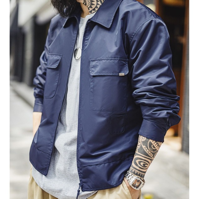 アメリカンレトロジッパー刺繍ナイロンジャケット 225003