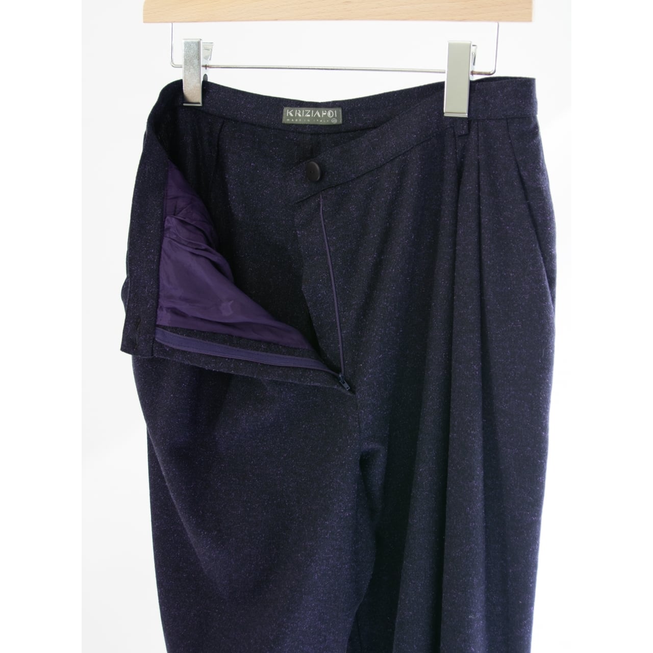 【KRIZIA POI】Made in Italy Wool-Rayon 2tuck Wide Pants（クリツィア ポイ イタリア製 ウールレーヨン ツータックワイドパンツ）