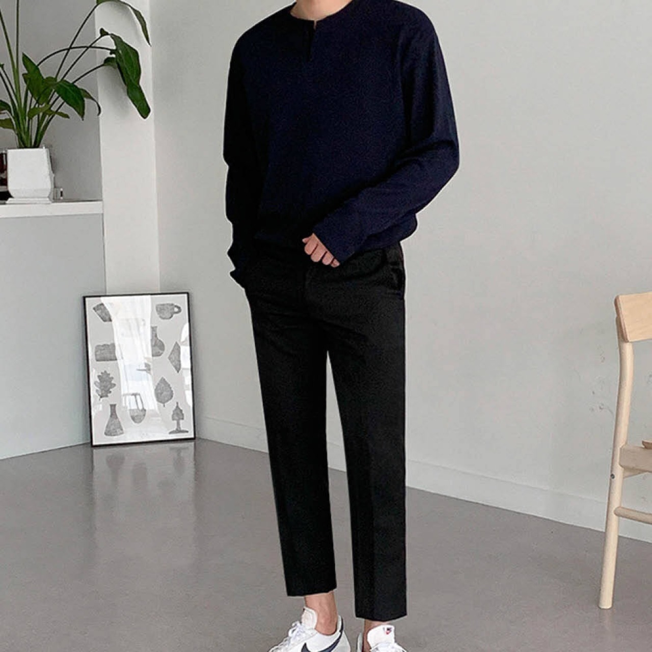 ヘンリーネックロングTシャツ　MT0080060