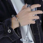 予約 ダブルチェーンマンテルブレスレット メンズ レディース シルバー ブラック 太め 細身 重ね付け風 韓国風 ストリート カジュアル ユニセックス 17cm 19cm 21cm y12134-17-black