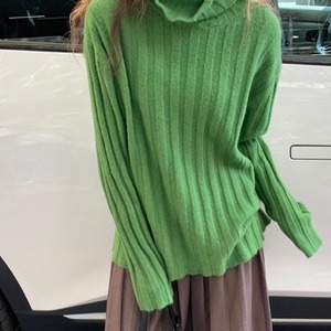 ワイドリブハイネックカラーニット A1100