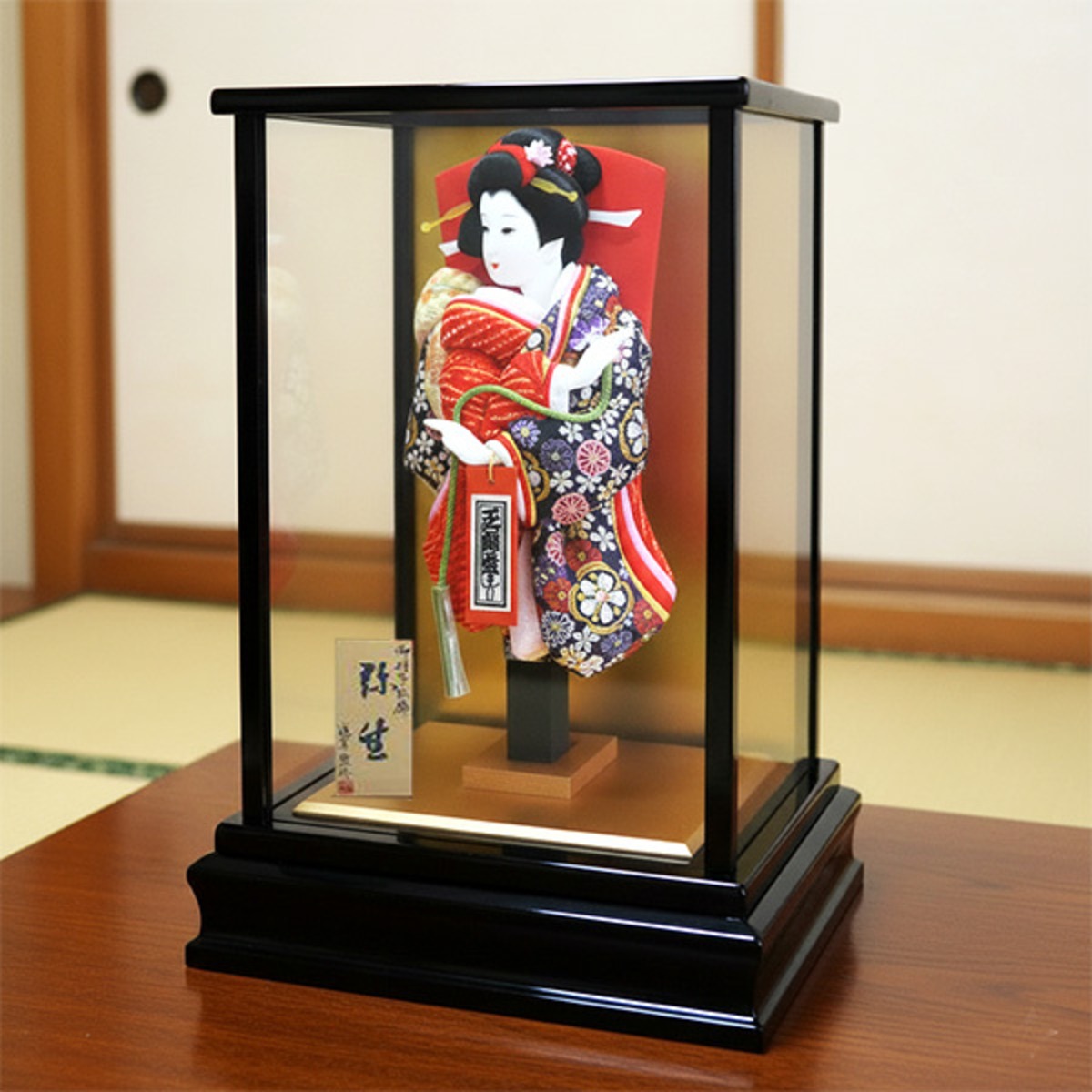 8号 弥生 羽子板 ミニ ガラスケース飾り 可愛い コンパクト 平安道翠 