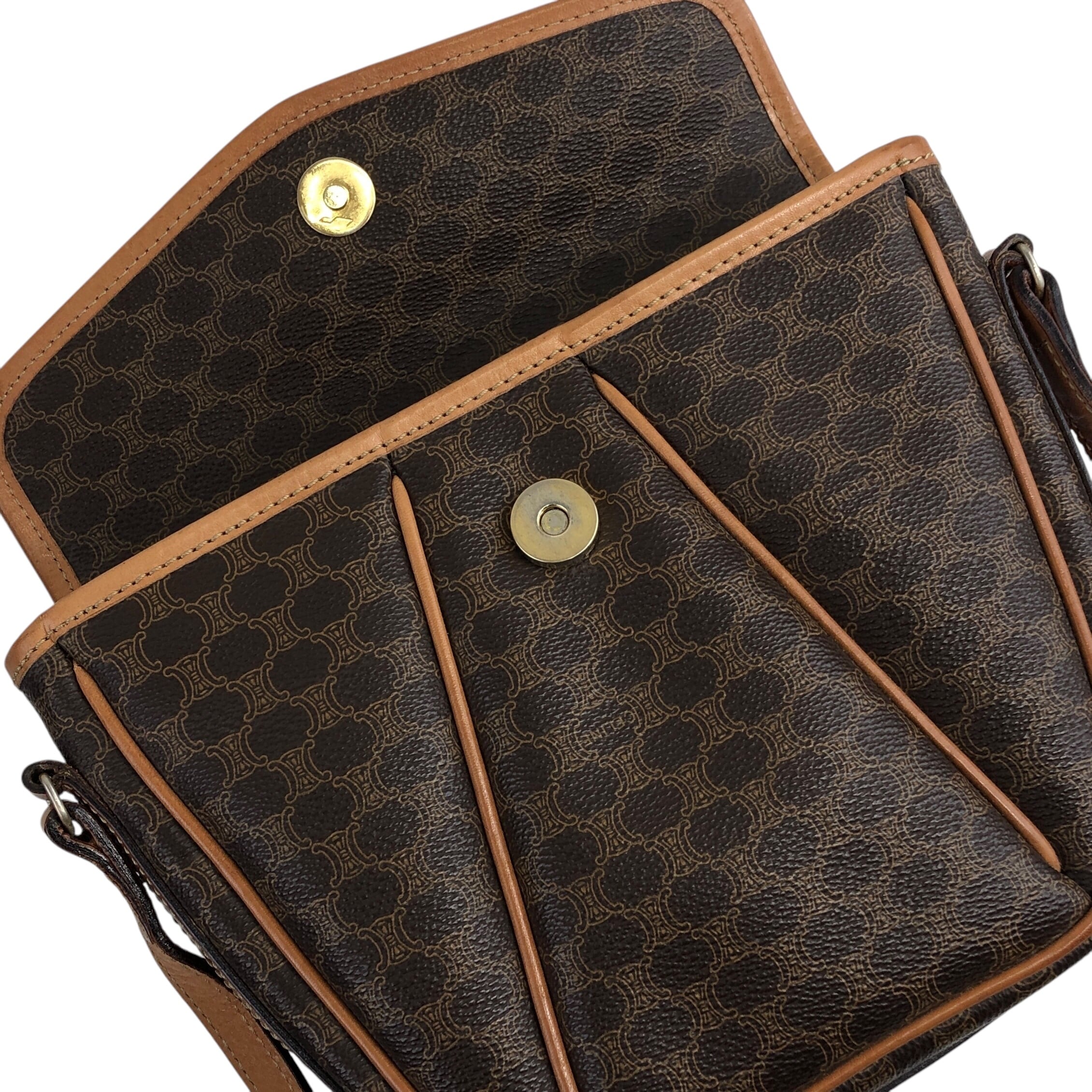 ★CELINE セリーヌ  マカダム ショルダーバッグ ブラウン トリオンフ PVC  48xpj8 CELINE セリーヌ マカダム ショルダーバッグ ブラウン トリオンフ PVC