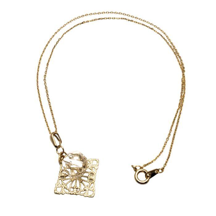 クリスタル 水晶 パワーストーンネックレス 開運 厄よけ お守り 4月の誕生石 すかしパーツ ゴールド ペンダント プレゼント ギフト 送料無料 誕生日 アクセサリー