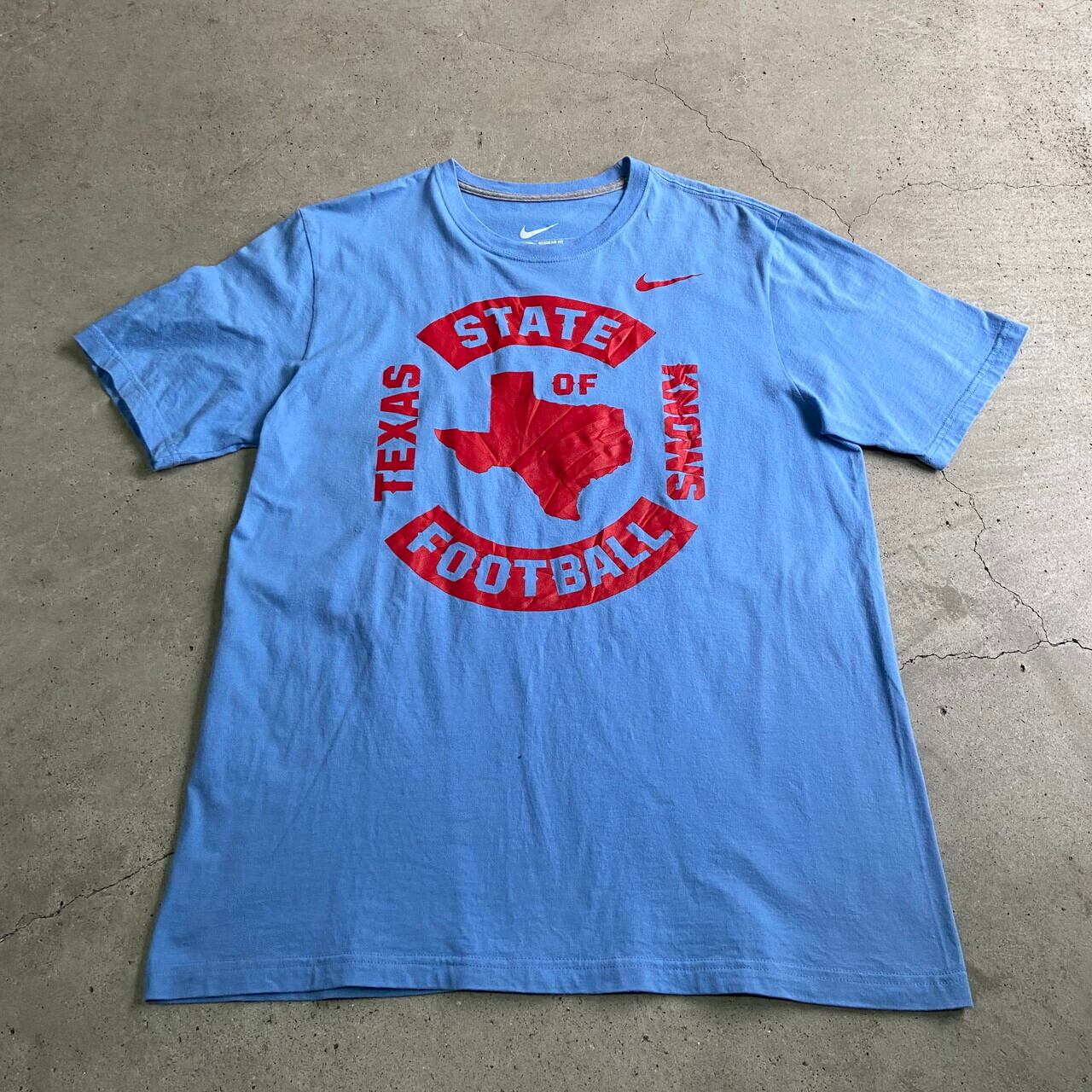 NIKE ナイキ フットボール チーム プリントTシャツ メンズL 古着 水色