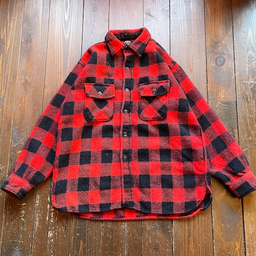 50s  Winter King Buffalo Check  Wool CPO Shirt Size 16 （ LARGE ）