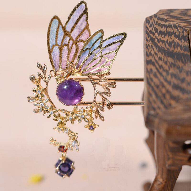 アクセサリー 簪 結婚式 卒業式 成人式 花火大会 お祭り チャイナ服 和服 合わせやすい パープル 紫色 Dresszone