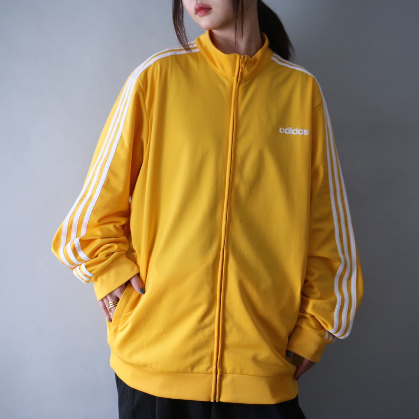 "adidas" good yellow over silhouette track jacket