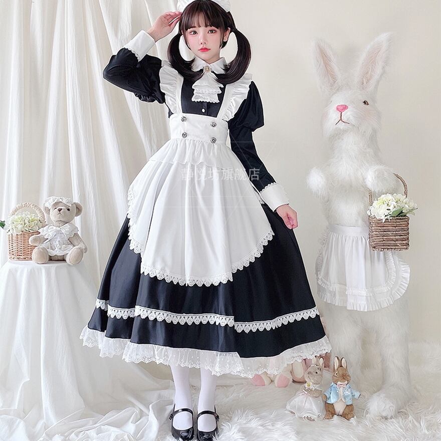 静悦坊 メイド服 4点セット コスプレ ハロウィン 文化祭 学園祭 コン