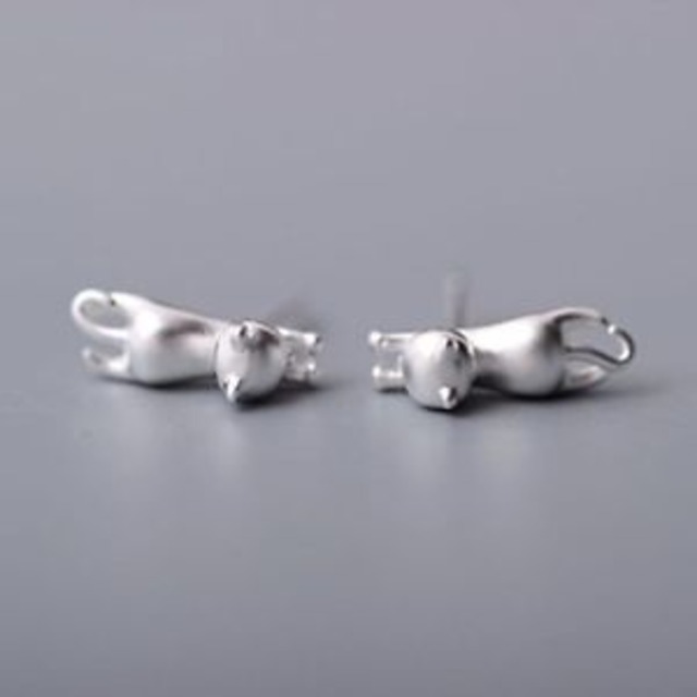 【送料無料】ファインジュエリースターリングシルバーレディーススタッドイヤリングfine jewelry high quality cute cat s925 sterling silver womens stud earrings for