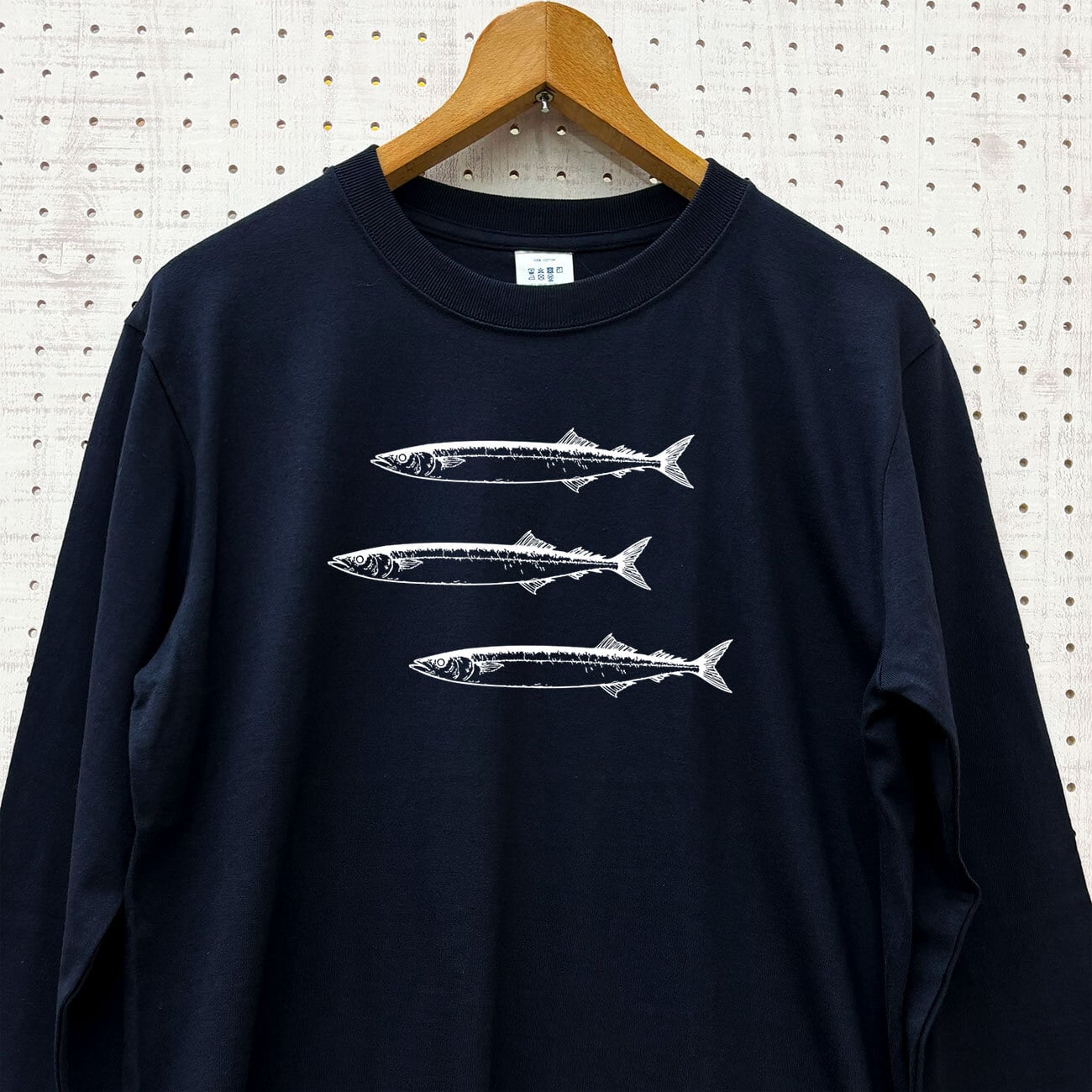 サンマ 長袖Tシャツ 3カラー ネイビーカーキ 杢グレー メンズ