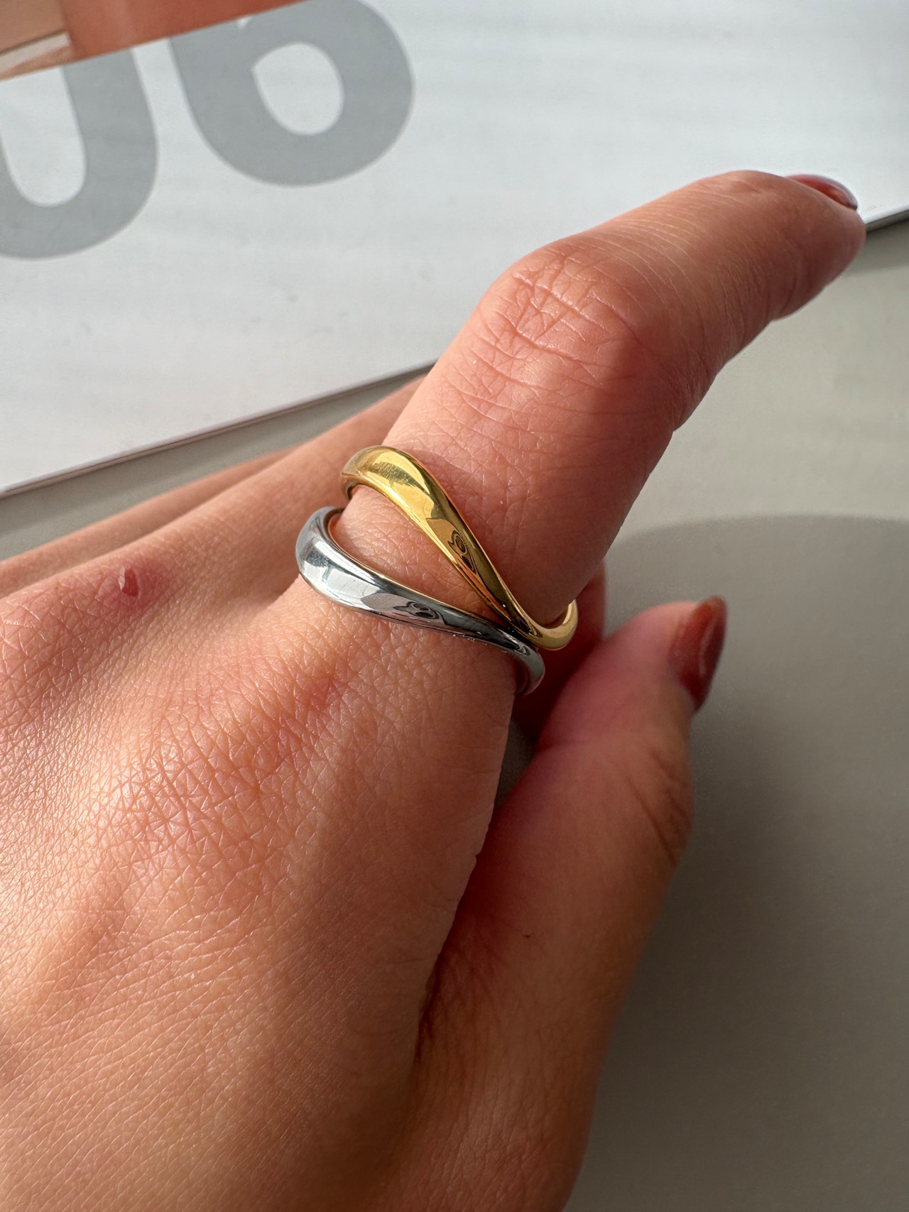 SS バイカラーラインリング